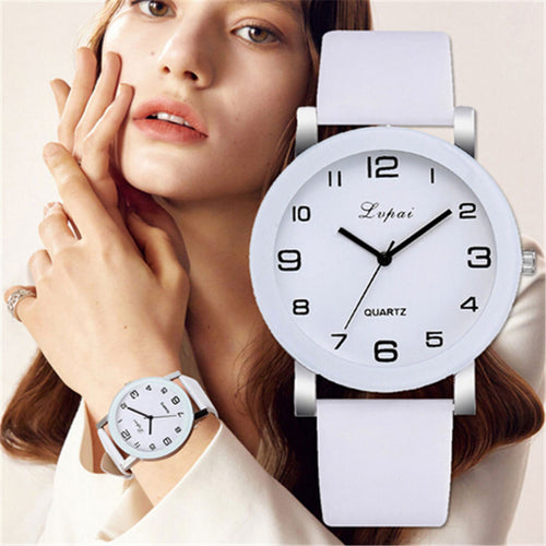 LVPAI Woman's Watch Fashion Simple White Quartz Wristwatches Sport Leather Band Casual Ladies Watches Women Reloj Mujer Ff