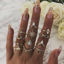 Load image into Gallery viewer, 9 Design Boho Vintage Gold Star Midi Moon Rings Set For Women Opal Crystal Midi Finger Ring 2019 Female Bohemian Jewelry Gifts