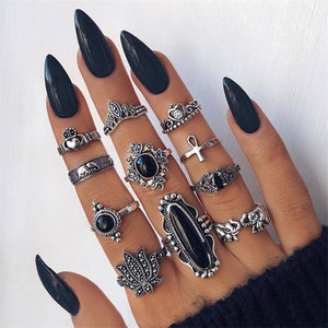 9 Design Boho Vintage Gold Star Midi Moon Rings Set For Women Opal Crystal Midi Finger Ring 2019 Female Bohemian Jewelry Gifts