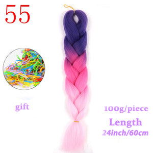 MERISIHAIR 24 inch Jumbo Braids Long Ombre Jumbo Synthetic Braiding Hair Crochet Blonde Pink Blue Grey Hair Extensions African