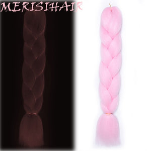 MERISIHAIR 24 inch Jumbo Braids Long Ombre Jumbo Synthetic Braiding Hair Crochet Blonde Pink Blue Grey Hair Extensions African