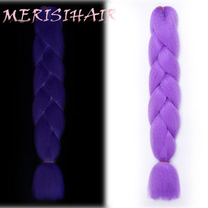 MERISIHAIR 24 inch Jumbo Braids Long Ombre Jumbo Synthetic Braiding Hair Crochet Blonde Pink Blue Grey Hair Extensions African