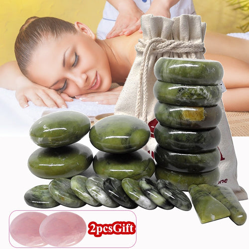 20pcs/set Hot Stone Massage Set Heater Box Relieve Stress Back Pain Health Care Acupressure Lava Basalt Stones for Healthcare