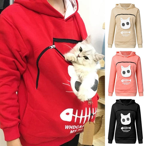 2019 winter women hooded sweatshirts Women’s Sweatshirt Animal Pouch Hood Tops Carry Cat Breathable Pullover sweatshirts#g3