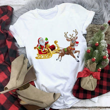 Load image into Gallery viewer, Lus Los 2019 new kawaii Christmas elk fashion Harajuku casual women tops Round neck cotton pure white wild women&#39;s t-shirt