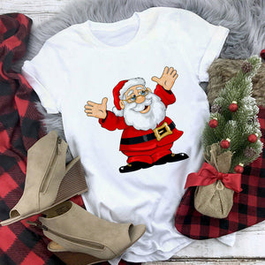 Lus Los 2019 new kawaii Christmas elk fashion Harajuku casual women tops Round neck cotton pure white wild women's t-shirt