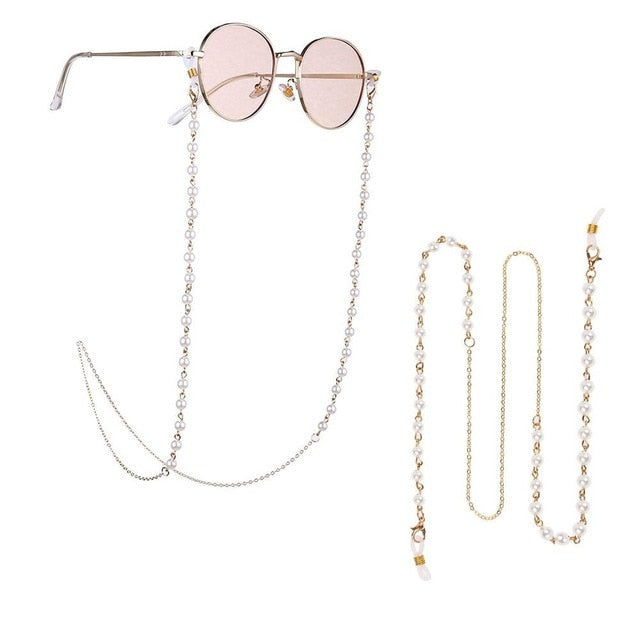 Elegant Fashion Reading Glasses Chain for Women Metal Sunglasses Cords Casual Pearl Beaded Eyeglass Chain Glasses Lanyard Strap