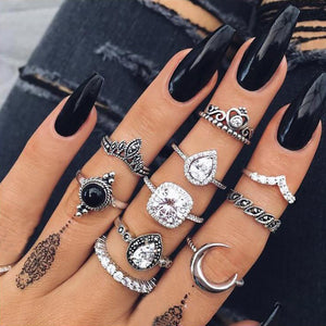 9 Design Boho Vintage Gold Star Midi Moon Rings Set For Women Opal Crystal Midi Finger Ring 2019 Female Bohemian Jewelry Gifts
