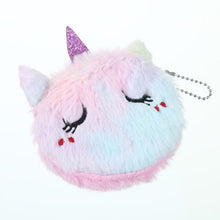 Load image into Gallery viewer, Cartoon Plush Unicorn Coin Purse Cute Cat Fur Circle Wallet Girl Clutch Embroidered Bag Key Earphone Organizer Pouch Kids Gift