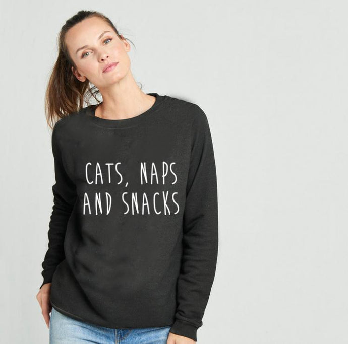 Europe And America Hot Selling Fashion Cats Naps And Snacks Printed Letter WOMEN'S Dress Loose-Fit Fashion Hoodie