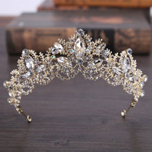 Load image into Gallery viewer, AiliBride Fashion Baroque Luxury Crystal AB Bridal Crown Tiaras Light Gold Diadem Tiara for Women Bride Wedding Hair Accessories