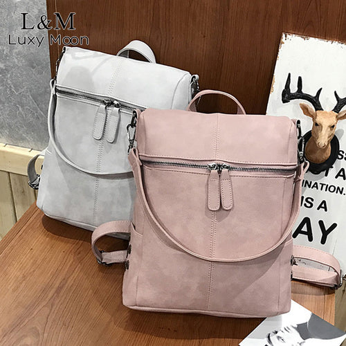 Vintage Women Backpack Leather Rivet School Backpacks For Teenage Girls Large Travel Shoulder Bags mochila Black 2020 XA999H