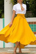 Load image into Gallery viewer, Hirigin Women&#39;s Pleated Long Maxi Skirts Cocktail Party High Waist  A Line Solid Bow Skirt